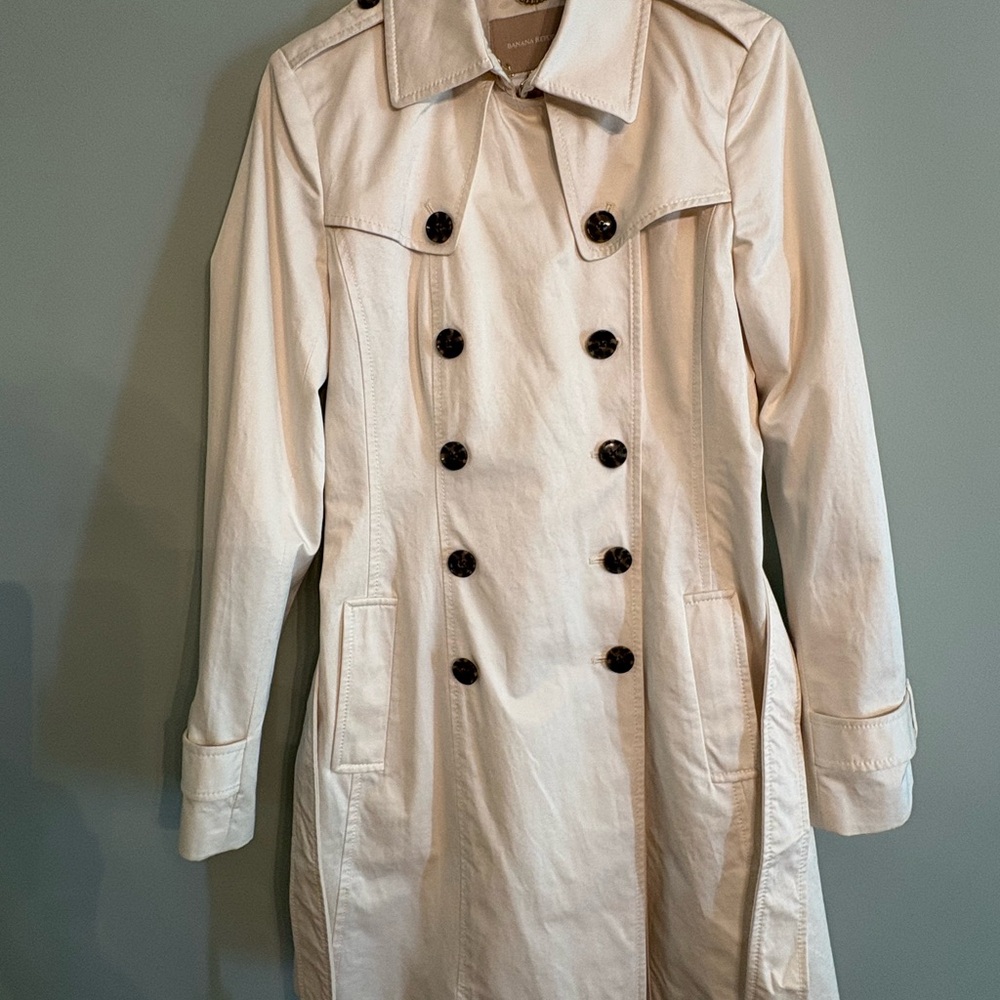 Banana Republic XS  Mosclassic Trench Cocoon Coat Raincoat Off-white